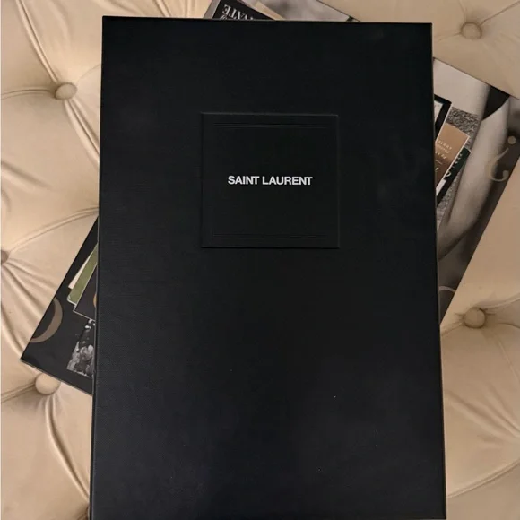 Saint Laurent Denim Open-Toe Heels - Picture 7 of 8